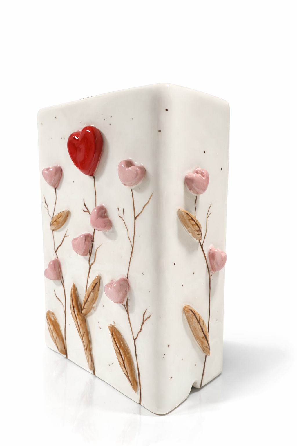 Lampada in Ceramica Con Cuori e Foglie