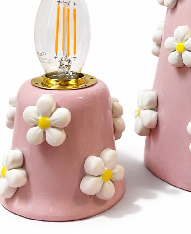 MiniLampada in Ceramica Con Fiori