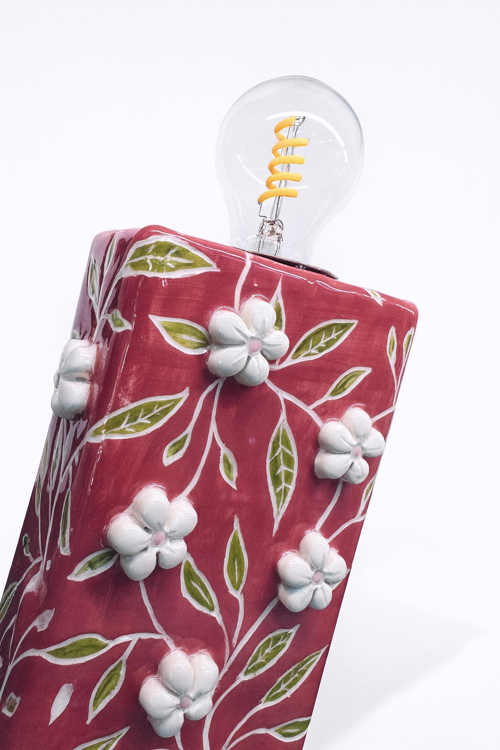 Lampada in Ceramica con Fiori