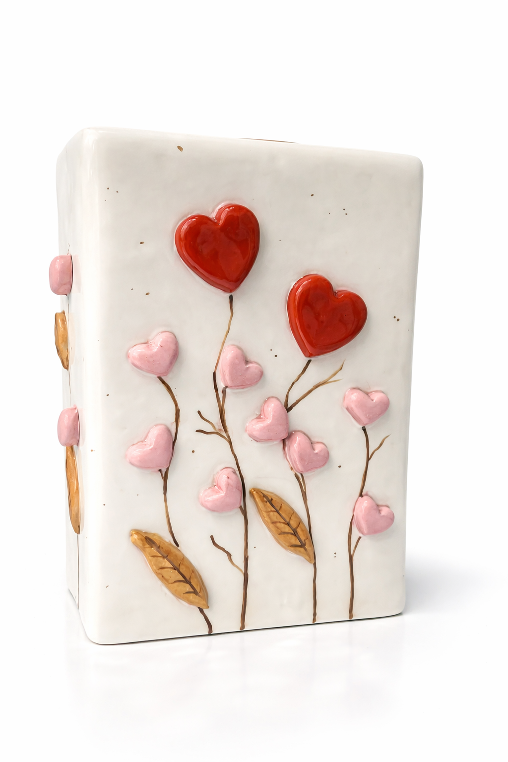 Lampada in Ceramica Con Cuori e Foglie