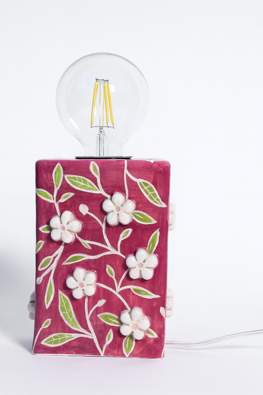 Lampada in Ceramica con Fiori