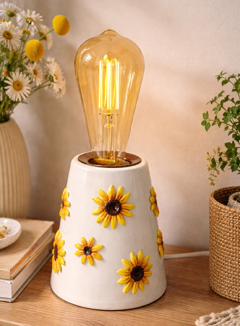 Lampada in Ceramica con Girasoli